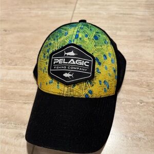 Pelagic Black Cap with Yellow and Blue Design